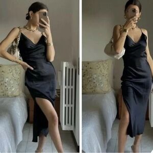 Zara Black Satin Dress